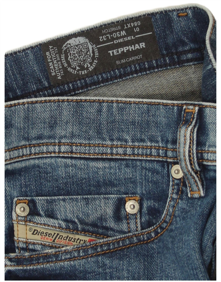 Jeans slim carota da donna Diesel effetto consumato W30 L32 cotone blu