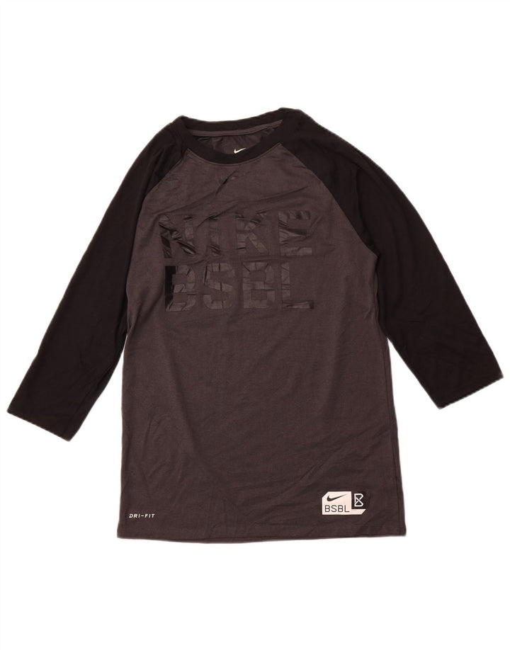 NIKE T-shirt grafica da donna con taglio atletico Top UK 8 Small Grey Sports