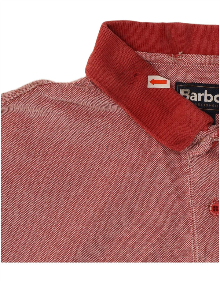 BARBOUR Mens Polo Shirt Large Red Cotton