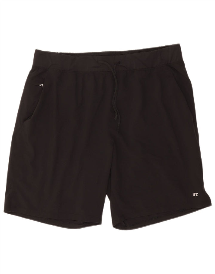 RUSSELL ATHLETIC Pantaloncini sportivi Dri-Power da uomo grandi in poliestere nero