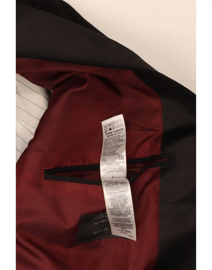 Giacca blazer da uomo Marks & Spencer vestibilità regolare a 2 bottoni UK 48 2XL Nera
