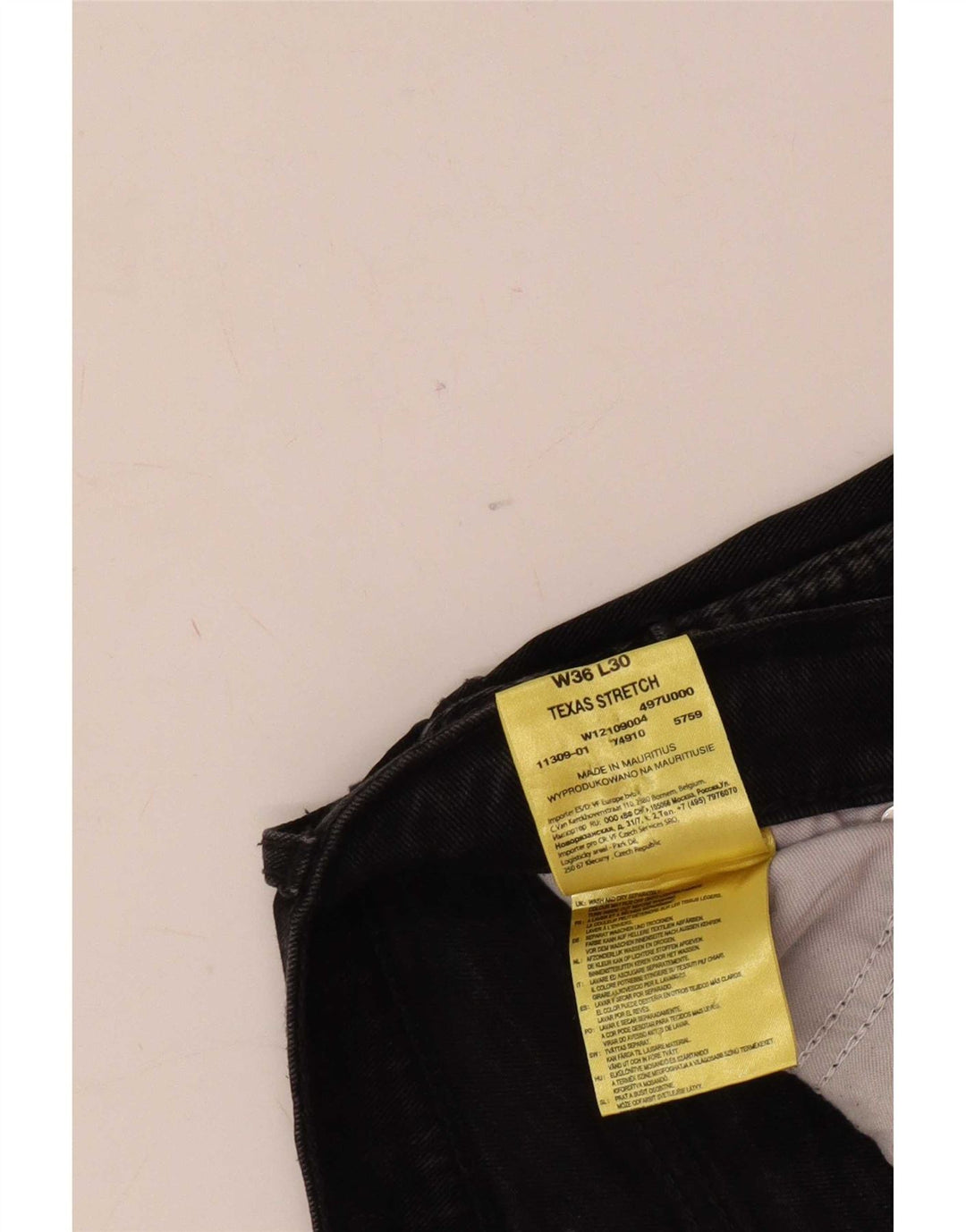 Jeans dritti elasticizzati Texas da uomo Wrangler W36 L30 cotone nero