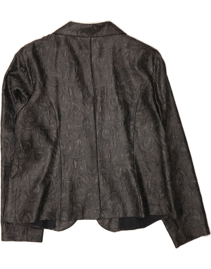 VINTAGE Womens 1 Button Blazer Jacket UK 16 Large Black Floral Rayon Vintage Vintage and Second-Hand Vintage from Messina Hembry 