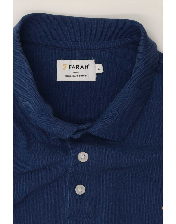 Polo da uomo Farah grande in cotone blu navy