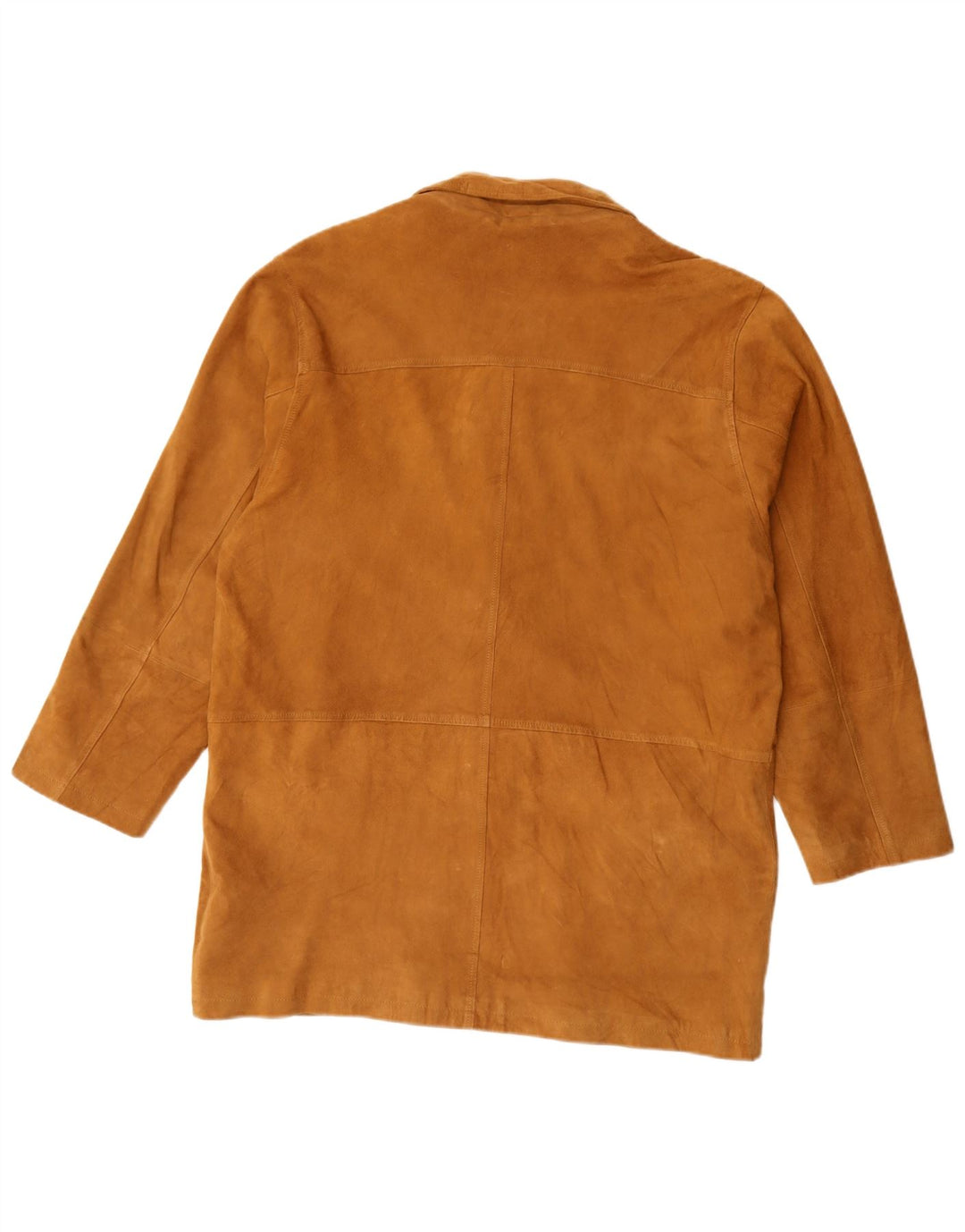 Giacca vintage oversize in pelle scamosciata da donna IT 46 grande in pelle beige