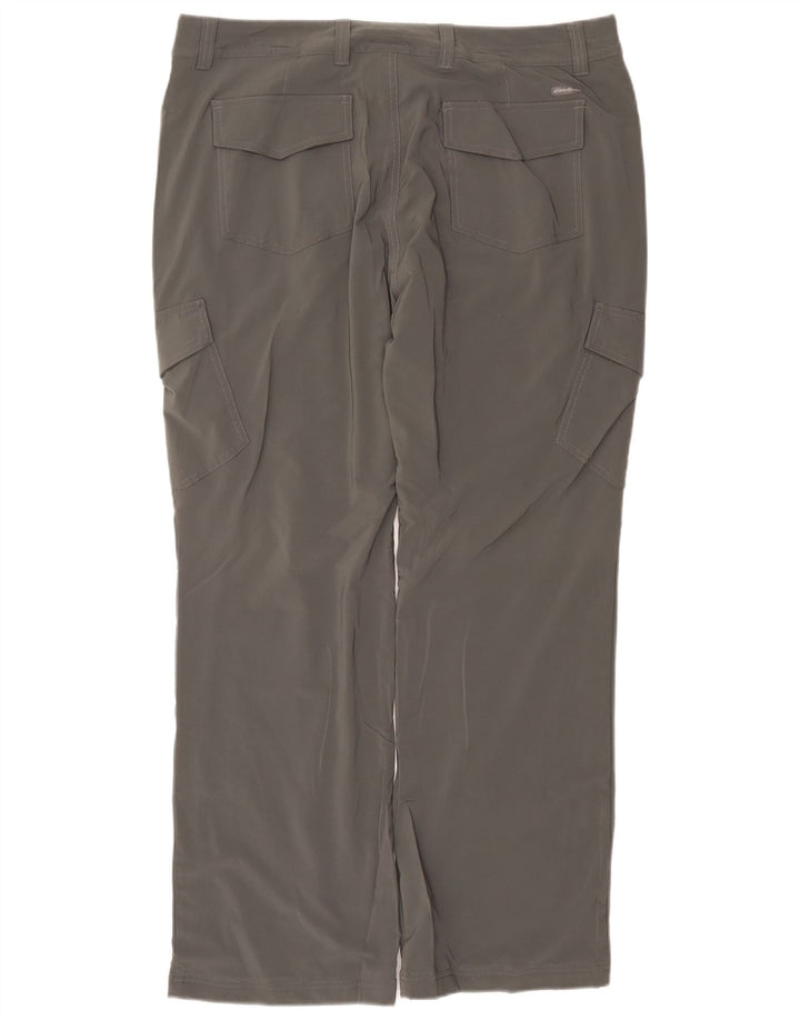 Pantaloni cargo dritti da donna Eddie Bauer US 16 2XL W38 L32 Poliestere grigio