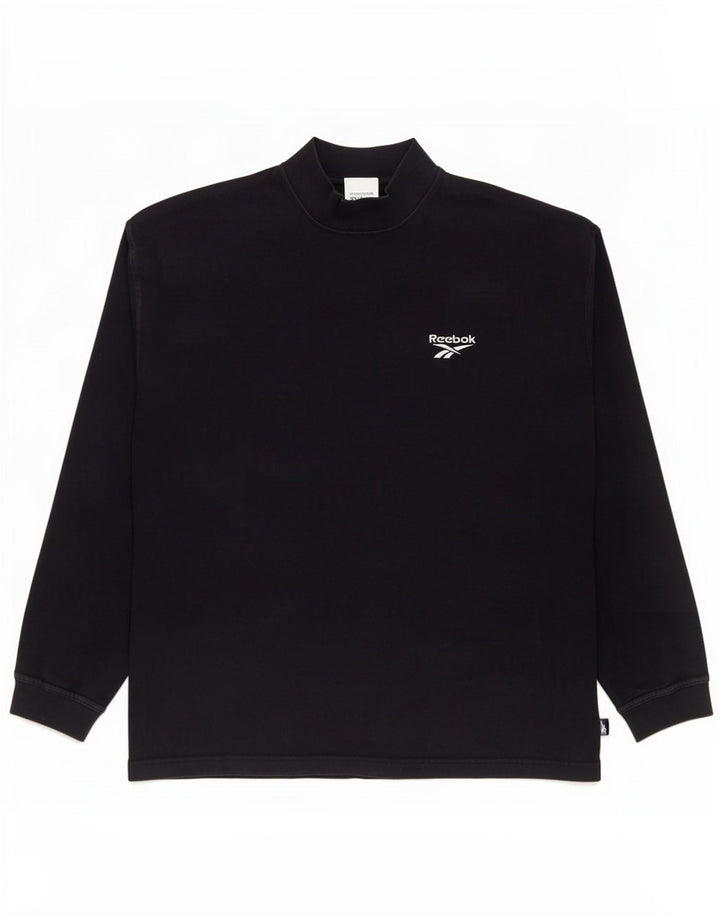 Top Reebok da uomo a manica lunga piccolo in cotone nero