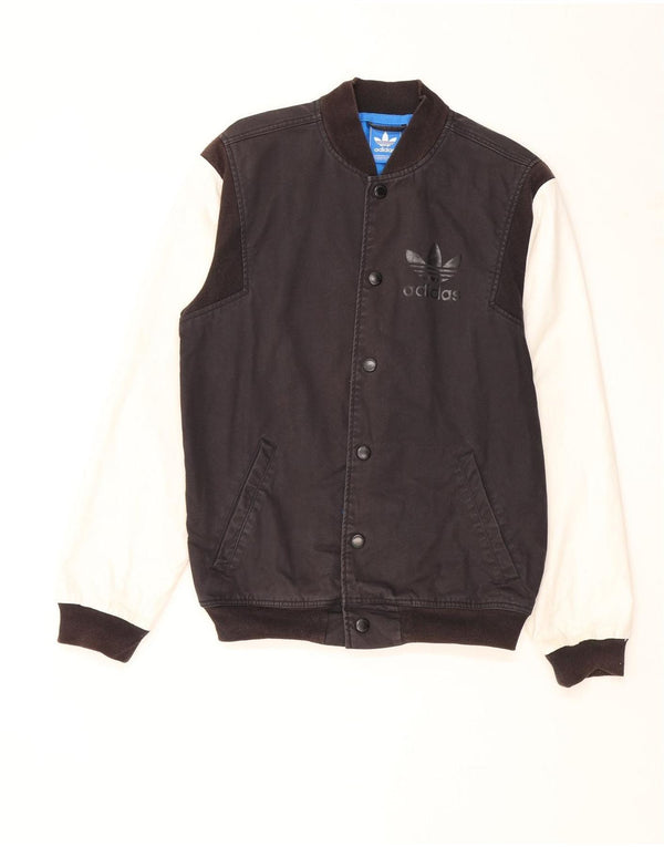 Giacca da college grafica da uomo Adidas UK 38 cotone color block nero medio