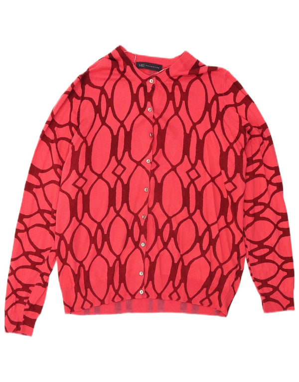 Maglione cardigan da donna Marks & Spencer UK 18 XL Viscosa geometrica rossa