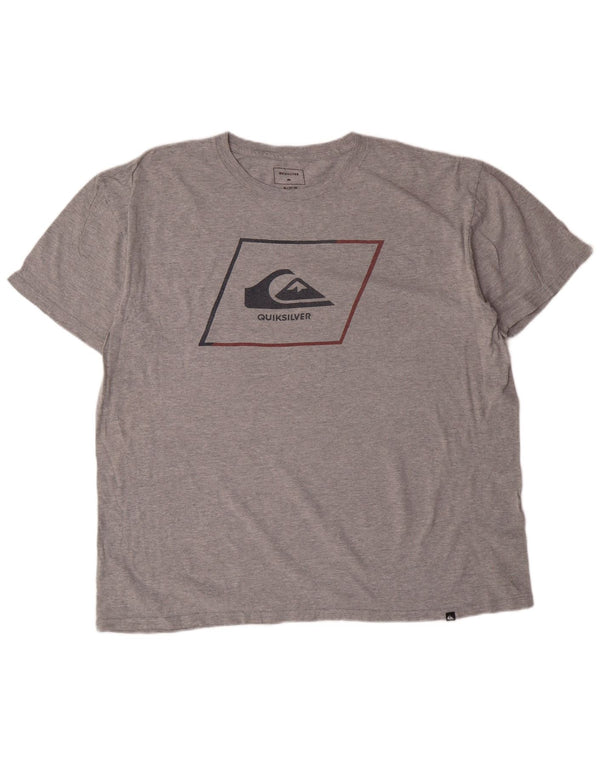 T-shirt grafica da uomo con vestibilità regolare Quiksilver XL in cotone chiazzato grigio