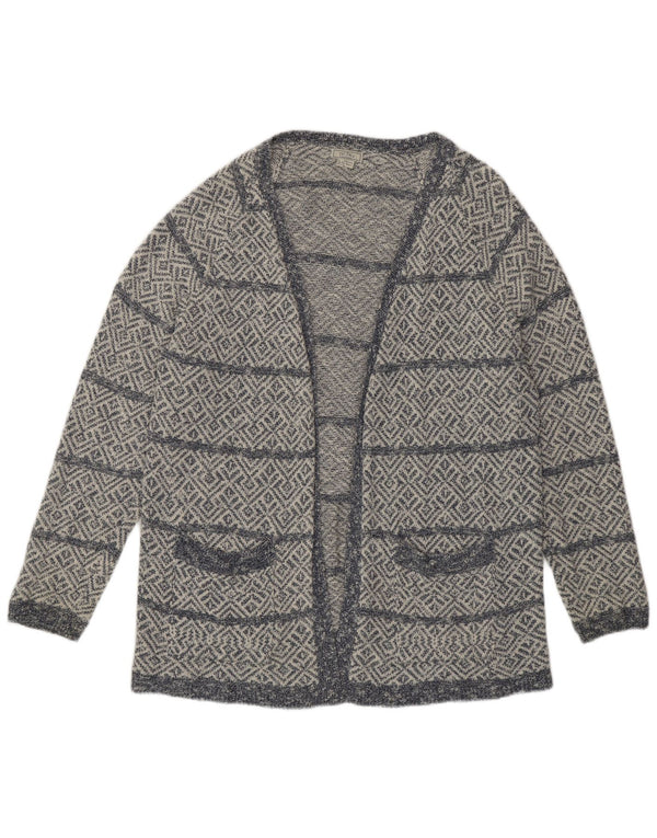 Maglione cardigan aperto geometrico da donna Fat Face UK 16 grandi strisce blu