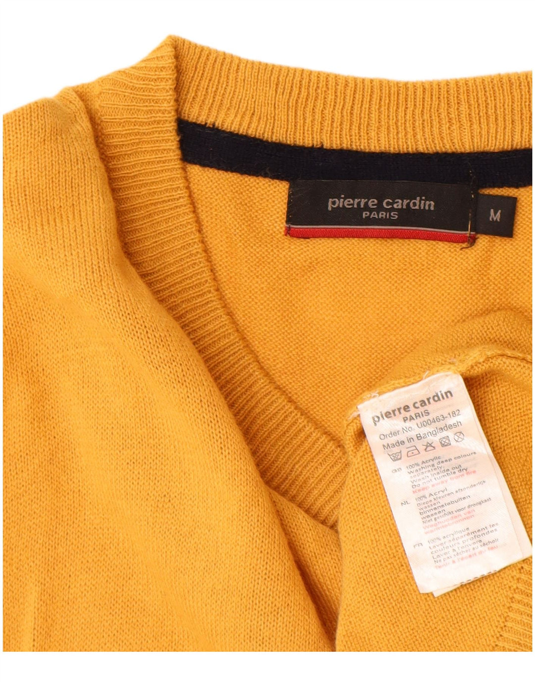 Maglione da uomo con scollo a V Pierre Cardin, acrilico giallo medio