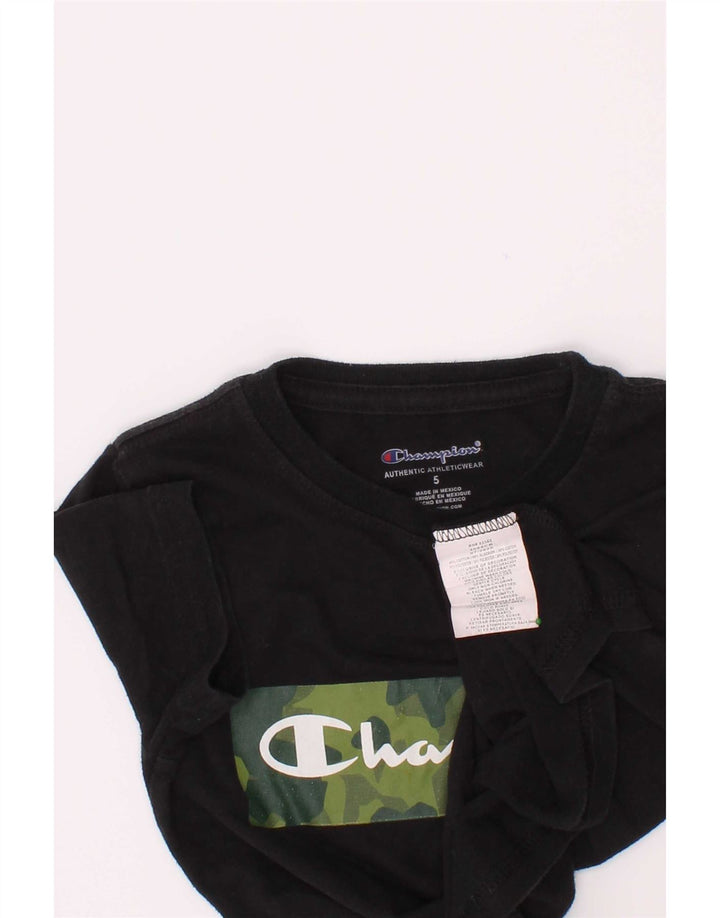 T-shirt grafica Champion da bambino, 4-5 anni, in cotone nero