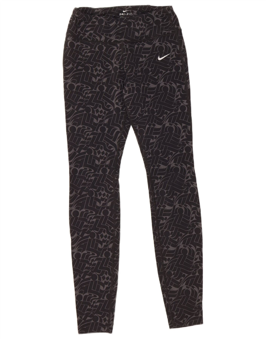 Leggings Dri Fit da donna NIKE UK 8 piccolo nylon geometrico nero