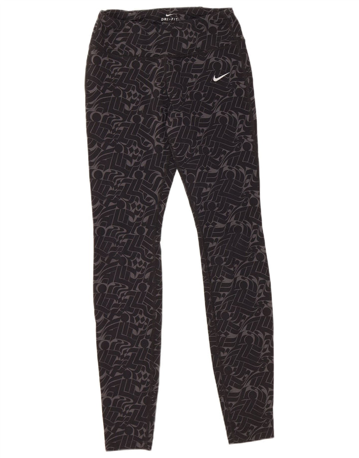 Leggings Dri Fit da donna NIKE UK 8 piccolo nylon geometrico nero