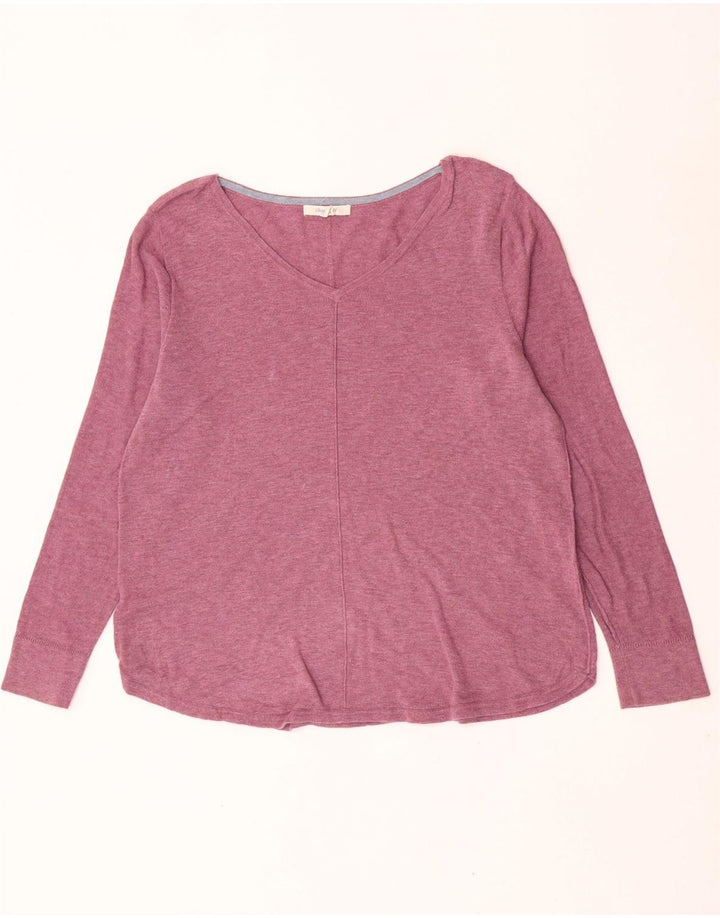 Maglione maglione con scollo a V da donna White Stuff UK 14 Grande cotone rosa