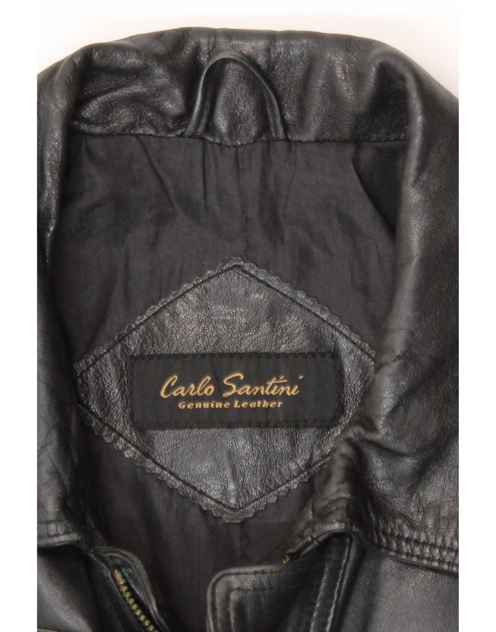 Giacca in pelle da uomo Carlo Santini UK 36 piccola nera