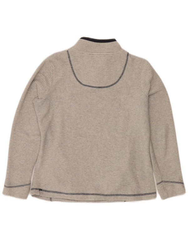 WEIRD FISH Womens Zip Neck Fleece Jumper UK 12 Medium  Grey Pinstripe