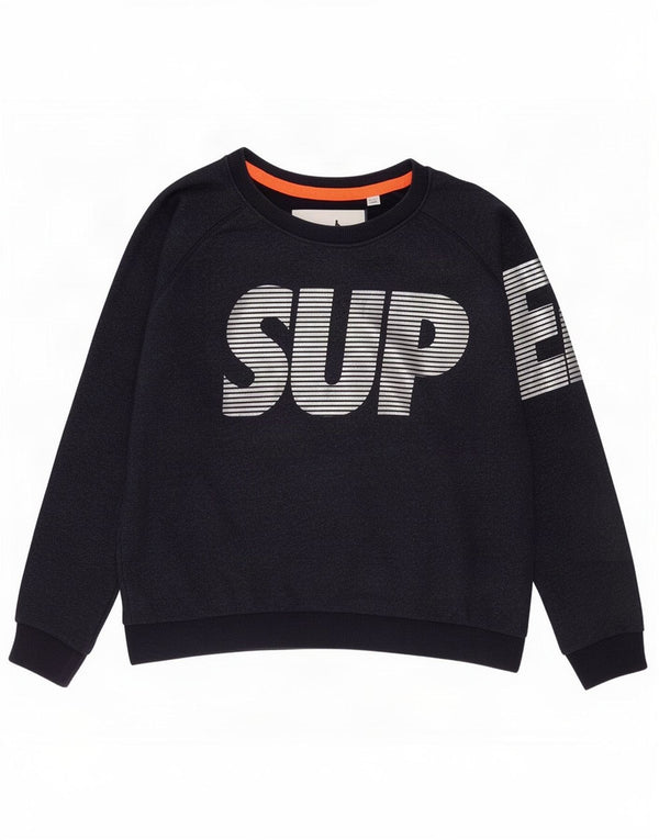Felpa con grafica da donna Superdry Maglione UK 16 Large Blu Navy Cotone