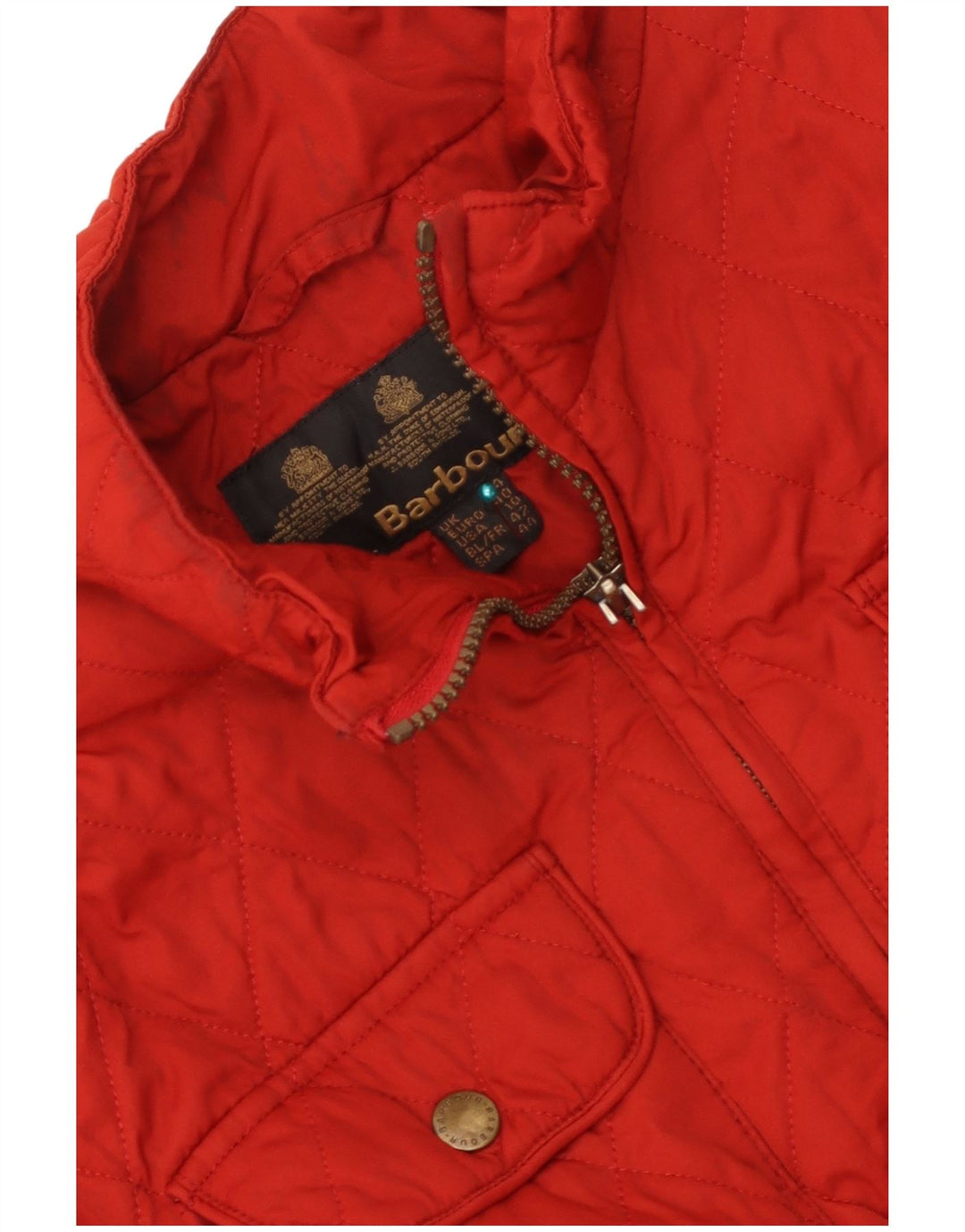 Giacca trapuntata da donna Barbour UK 14 grande poliestere rosso