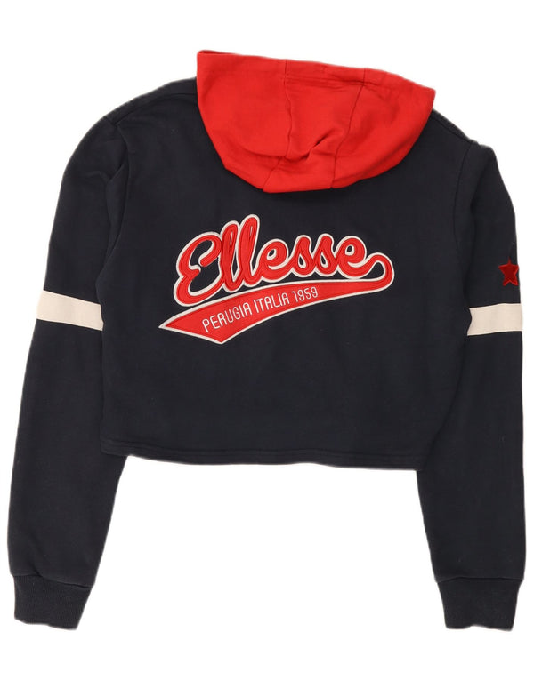 Maglia corta da donna con cappuccio Ellesse UK 14 blocco colore blu navy medio