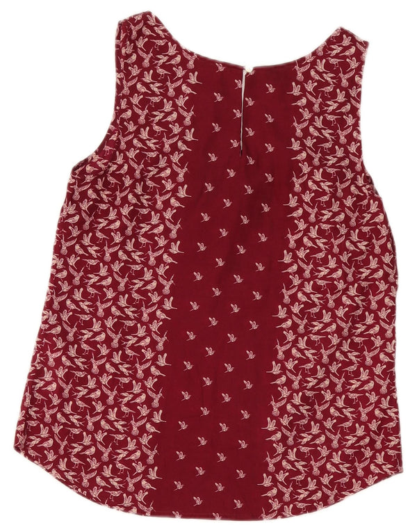 Camicetta senza maniche da donna Oasis UK 10 Piccola stampa animalier bordeaux