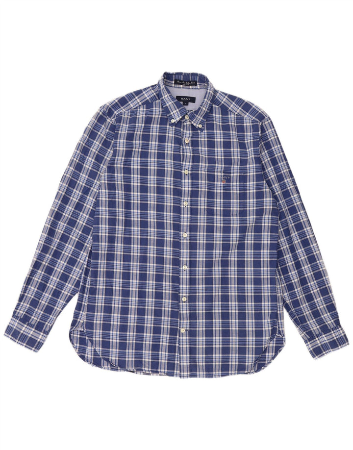 GANT Camicia da uomo vestibilità regolare in cotone a quadri blu medio