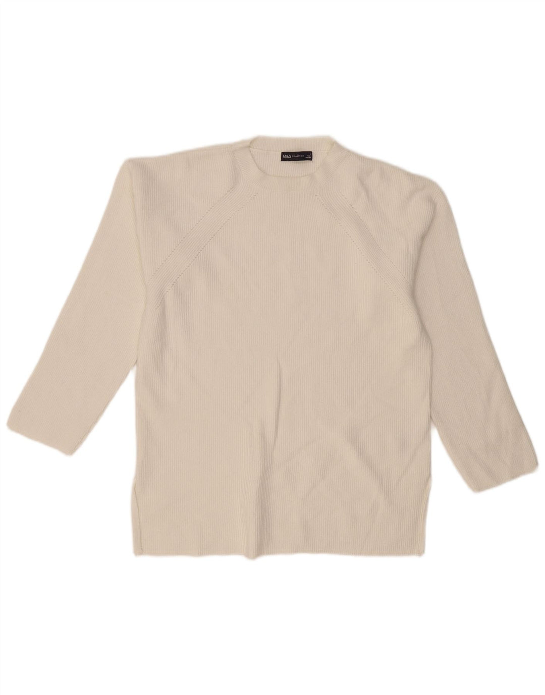 Maglione maglione girocollo da donna Marks & Spencer UK 16 grande viscosa bianca
