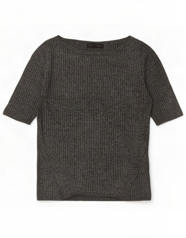 Marks & Spencer Maglione da donna con scollo a barca UK 14 Large Grey Flecked