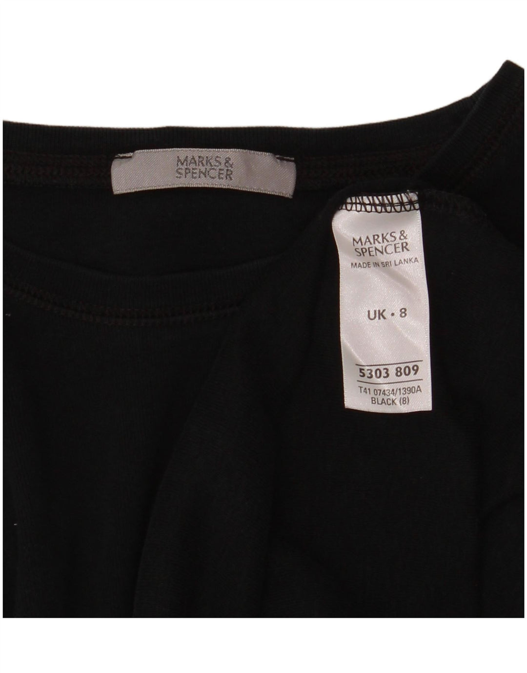 Marks & Spencer Top da donna a maniche lunghe UK 8 Small in cotone nero