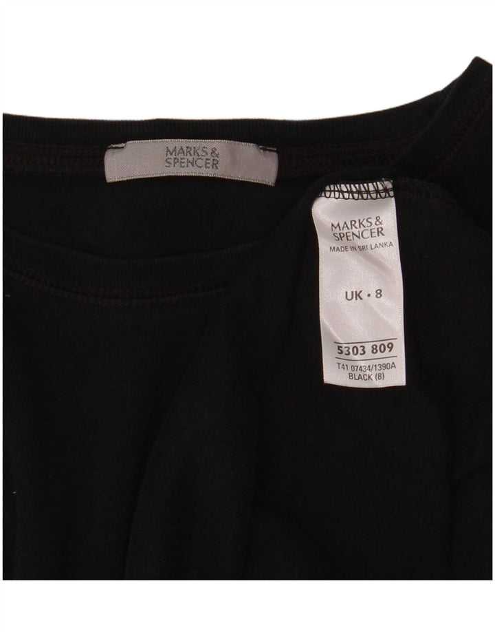 Marks & Spencer Top da donna a maniche lunghe UK 8 Small in cotone nero