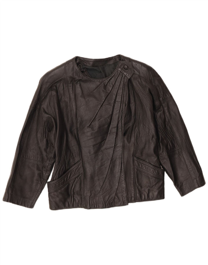 Giacca in pelle vintage da donna UK 10 piccola nera