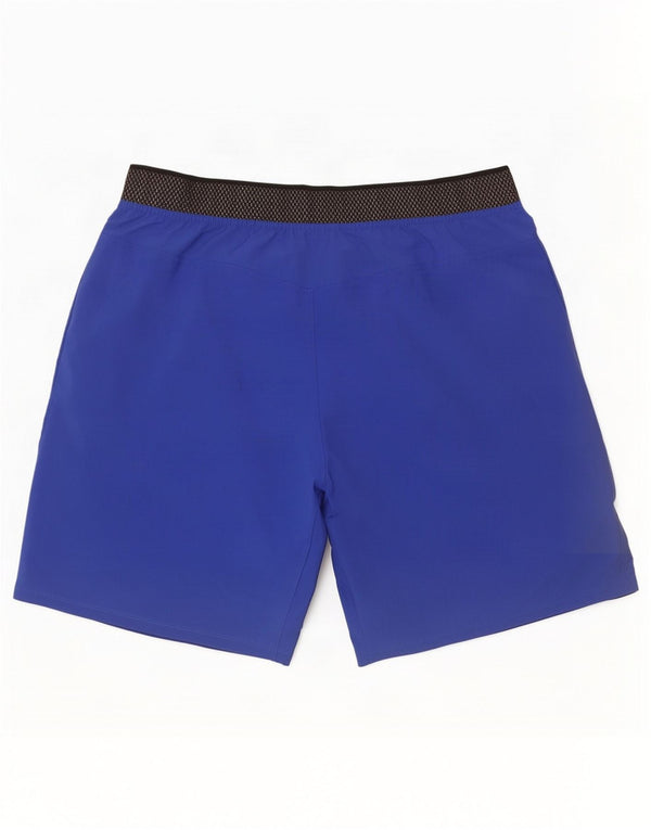 Pantaloncini sportivi grafici da uomo Reebok in poliestere color block blu medio