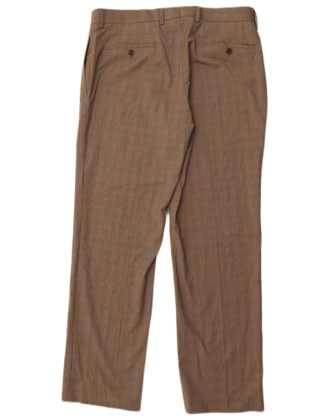 POLO RALPH LAUREN Pantaloni da abito dritti da uomo W34 L30 pied de poule marrone