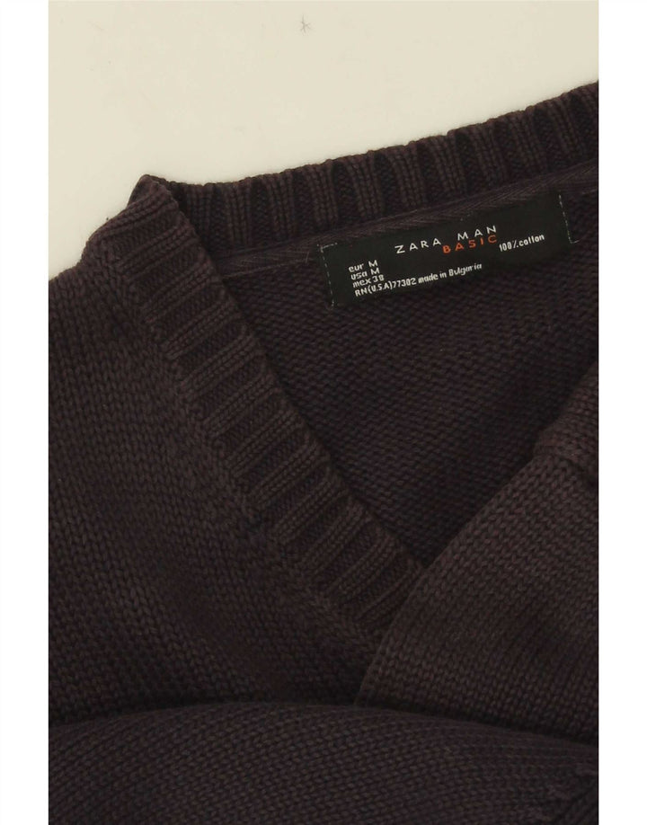 Maglione Zara da uomo con scollo a V blu navy medio