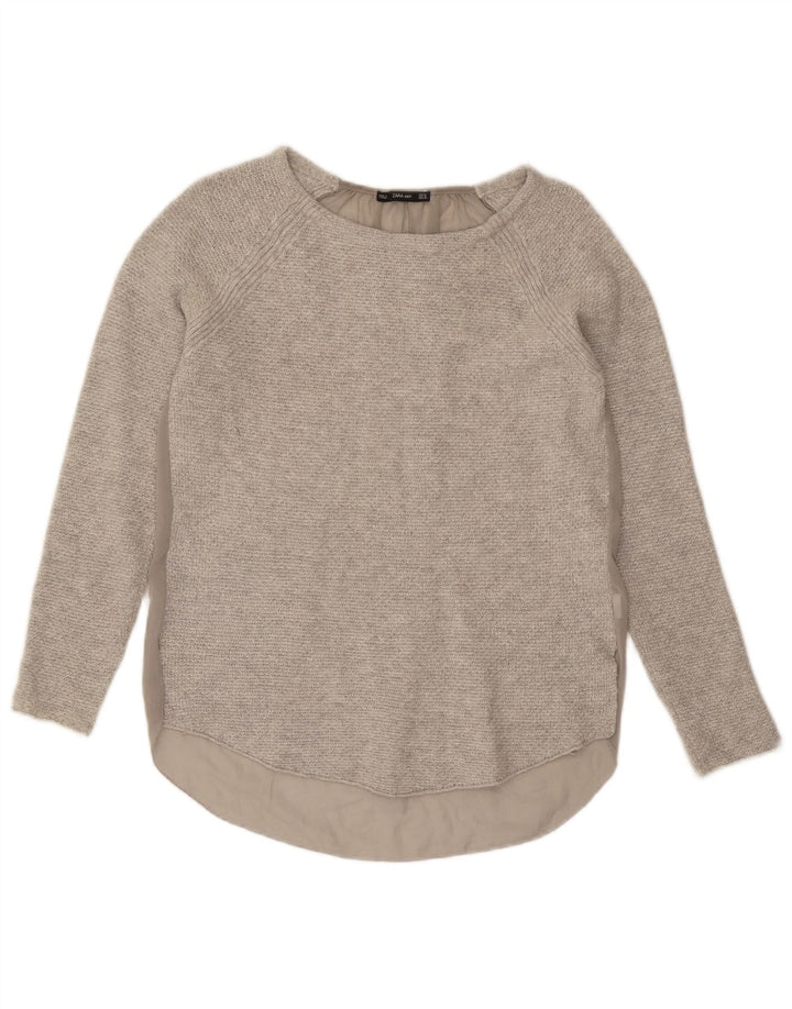 Top Zara da donna a maniche lunghe UK 12 Grigio medio