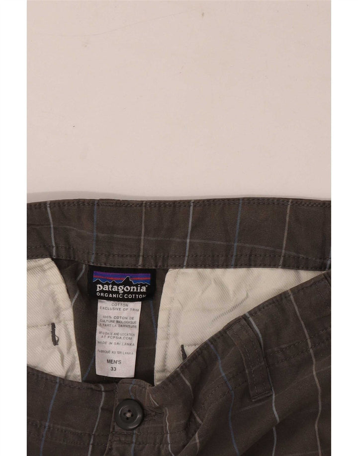Patagonia Pantaloncini cargo regolari da uomo W33 Large Grey Check Cotton