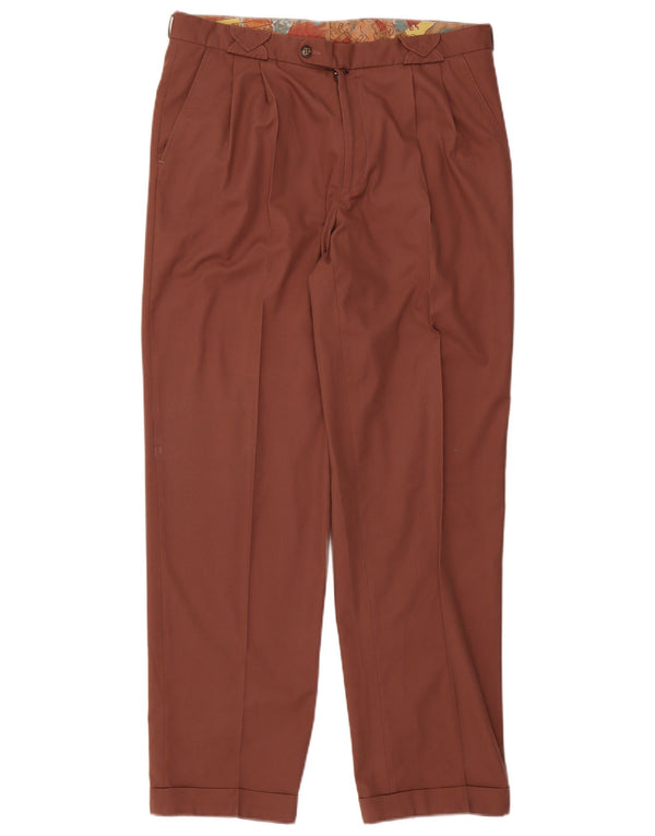 Pantaloni da abito vintage da uomo con pegging W34 L32 Marrone