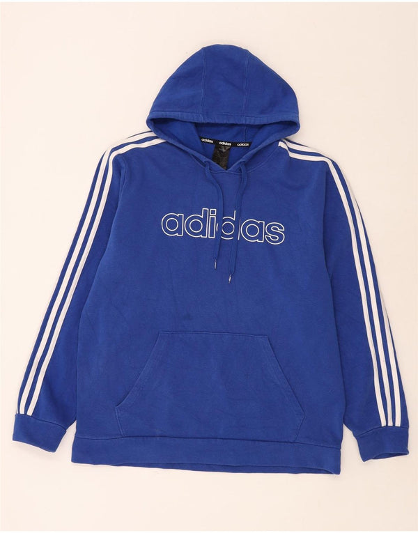 Felpa con cappuccio grafica da uomo Adidas Large in cotone blu