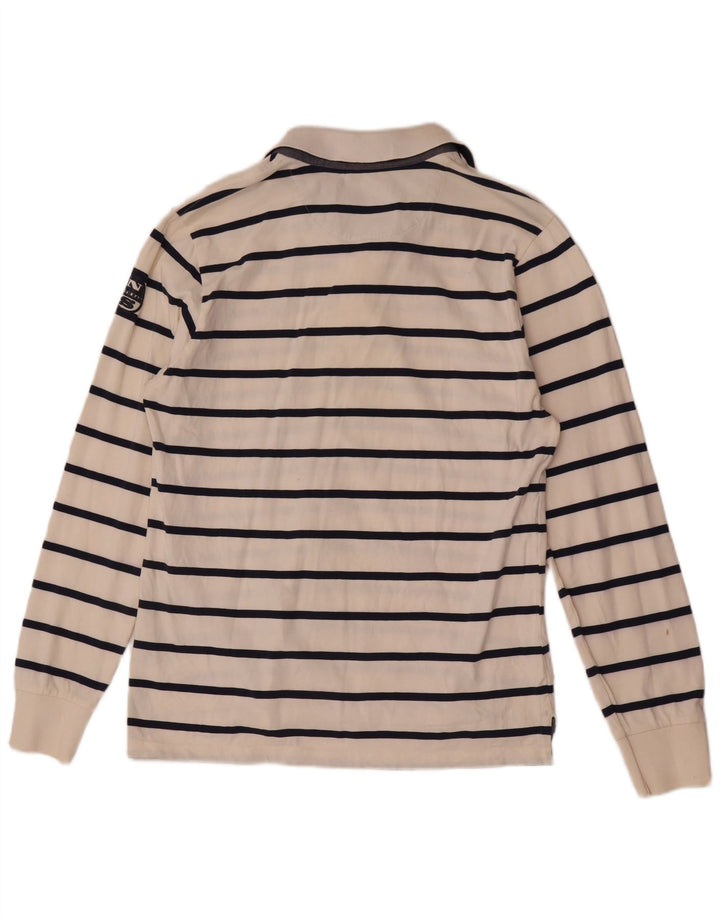 Polo da uomo a maniche lunghe North Sails in cotone a righe grandi bianche