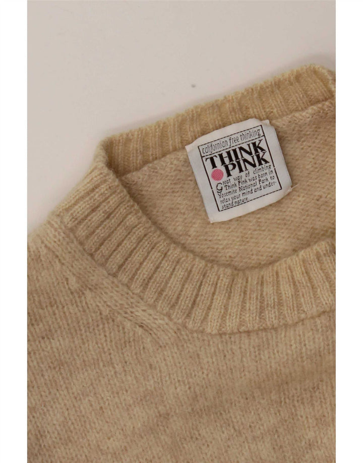 Maglione maglione girocollo da uomo Think Pink, grande beige screziato