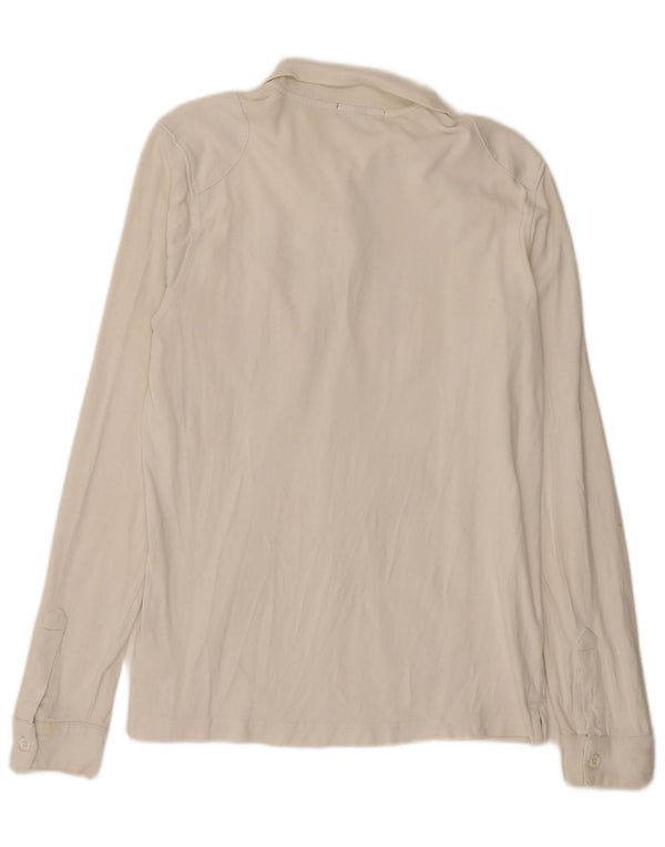 Polo regolare da uomo a maniche lunghe Lyle & Scott in cotone bianco sporco medio