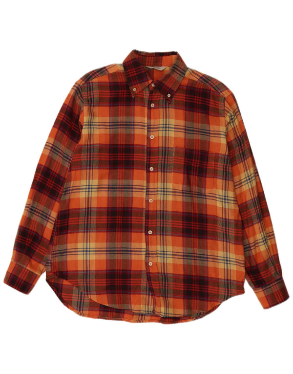 Dolomiten Camicia da uomo in flanella taglia 41 grande cotone a quadri arancione