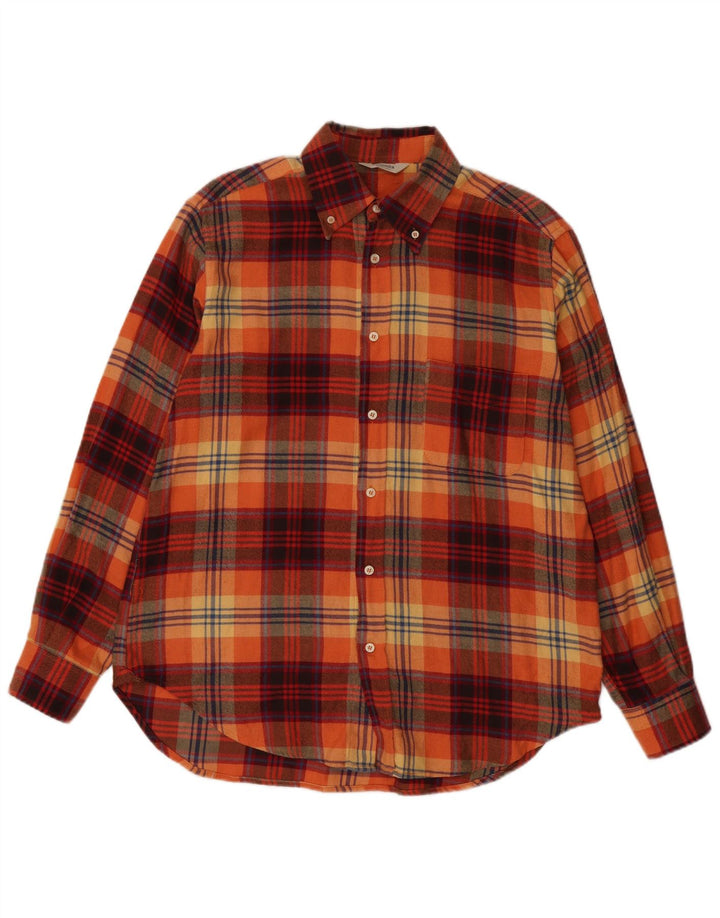 Dolomiten Camicia da uomo in flanella taglia 41 grande cotone a quadri arancione