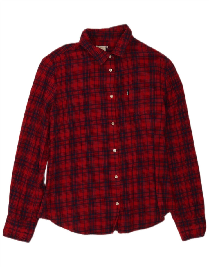Camicia in flanella da donna Levi's UK 14 cotone a quadri rossi grandi
