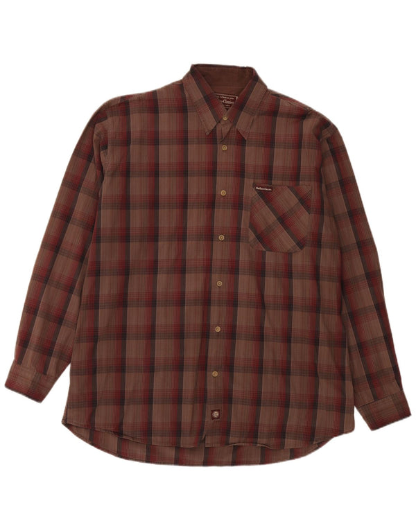 Camicia da uomo Marlboro Classics XL in cotone a quadri marrone