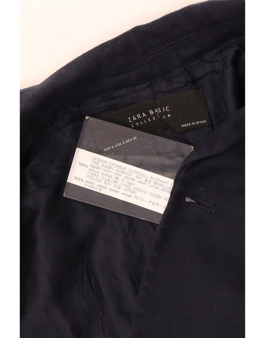 Giacca blazer doppiopetto da donna ZARA UK 10 piccola in cotone blu navy