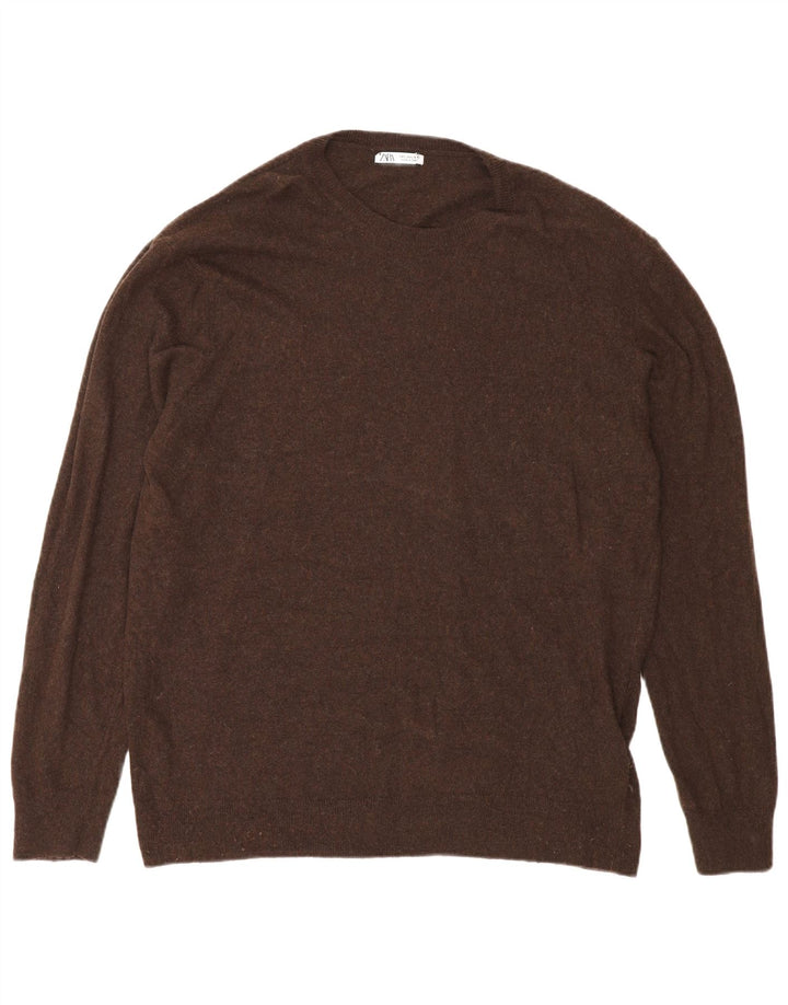 Maglione Zara da uomo girocollo grande in viscosa marrone