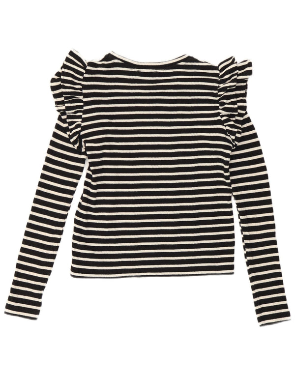 Top corto da donna Zara a maniche lunghe UK 10 piccolo cotone a righe nere