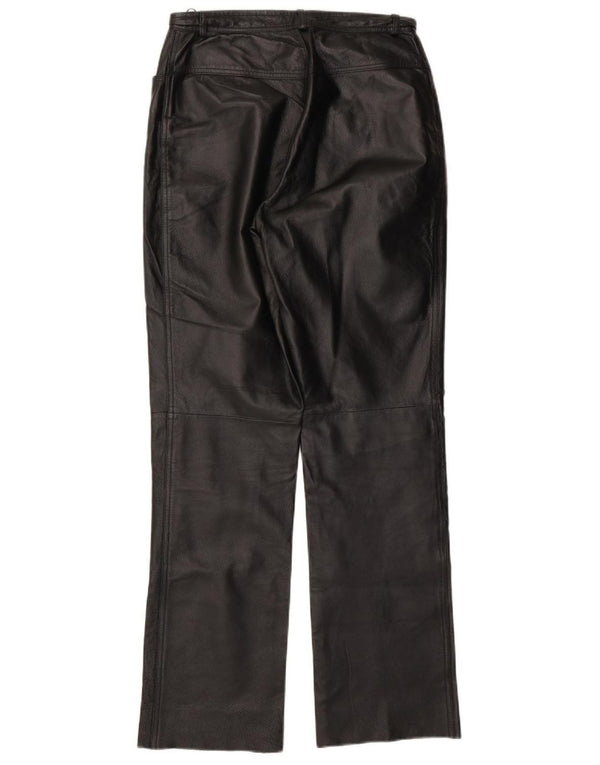 Pantaloni dritti in pelle da donna Yuppie UK 14 Medium W29 L31 Pelle nera